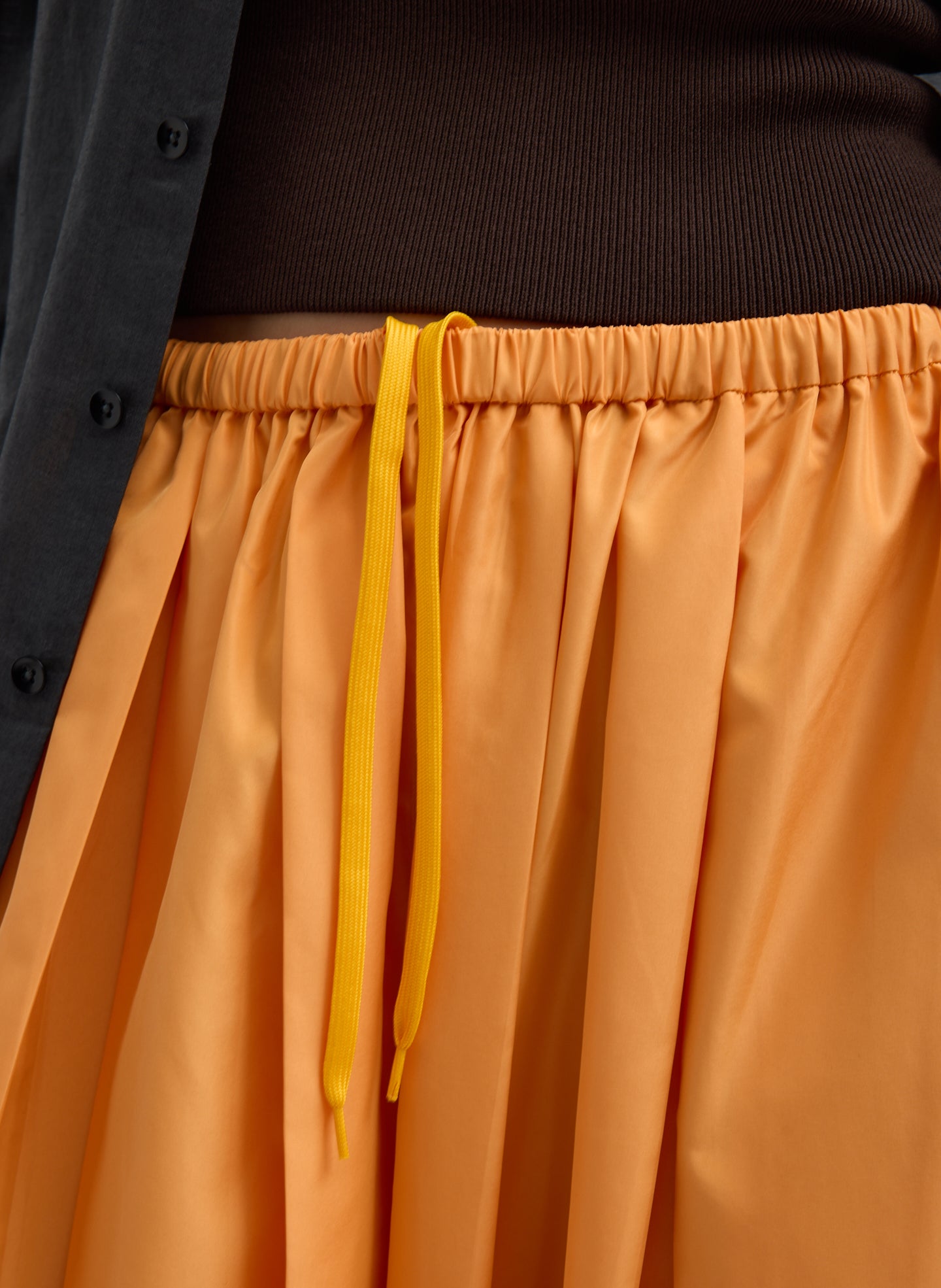 Orange Summer Nylon Zeppelin Balloon Pant - closeup of drawstring at waistband