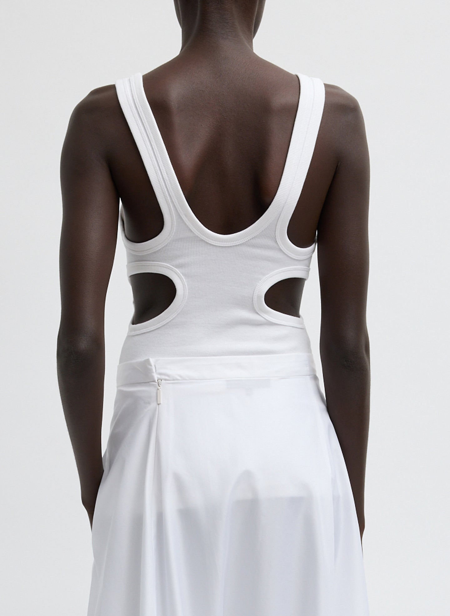 open lace back dress Off White Ribbed Tank Top main image 0