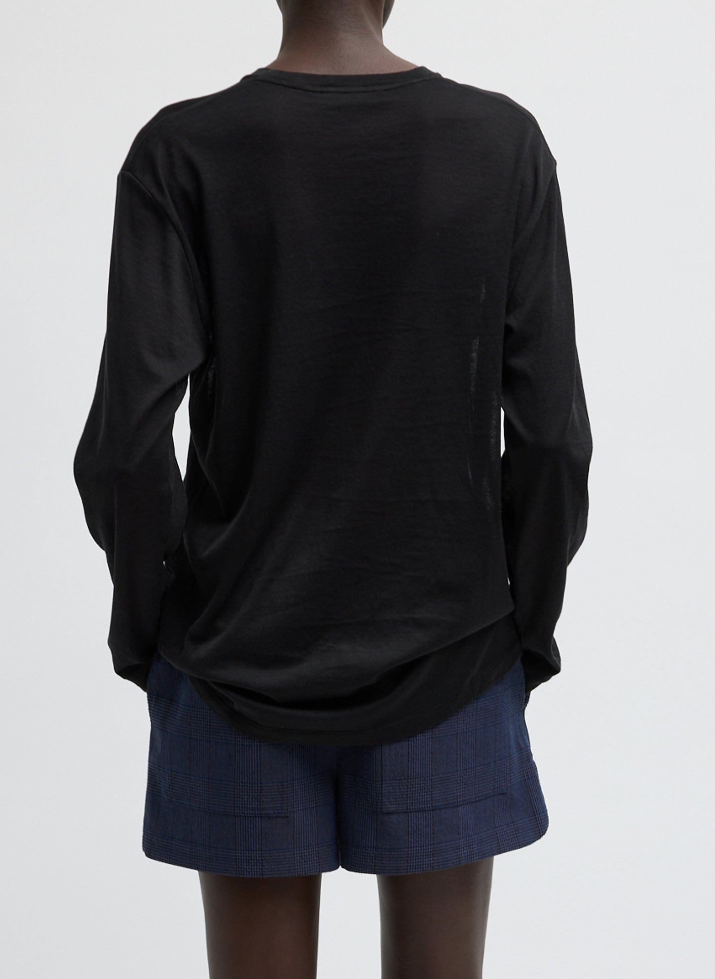 Sheer Crepe Knit Crewneck Unisex Long Sleeve T-Shirt – Tibi Official