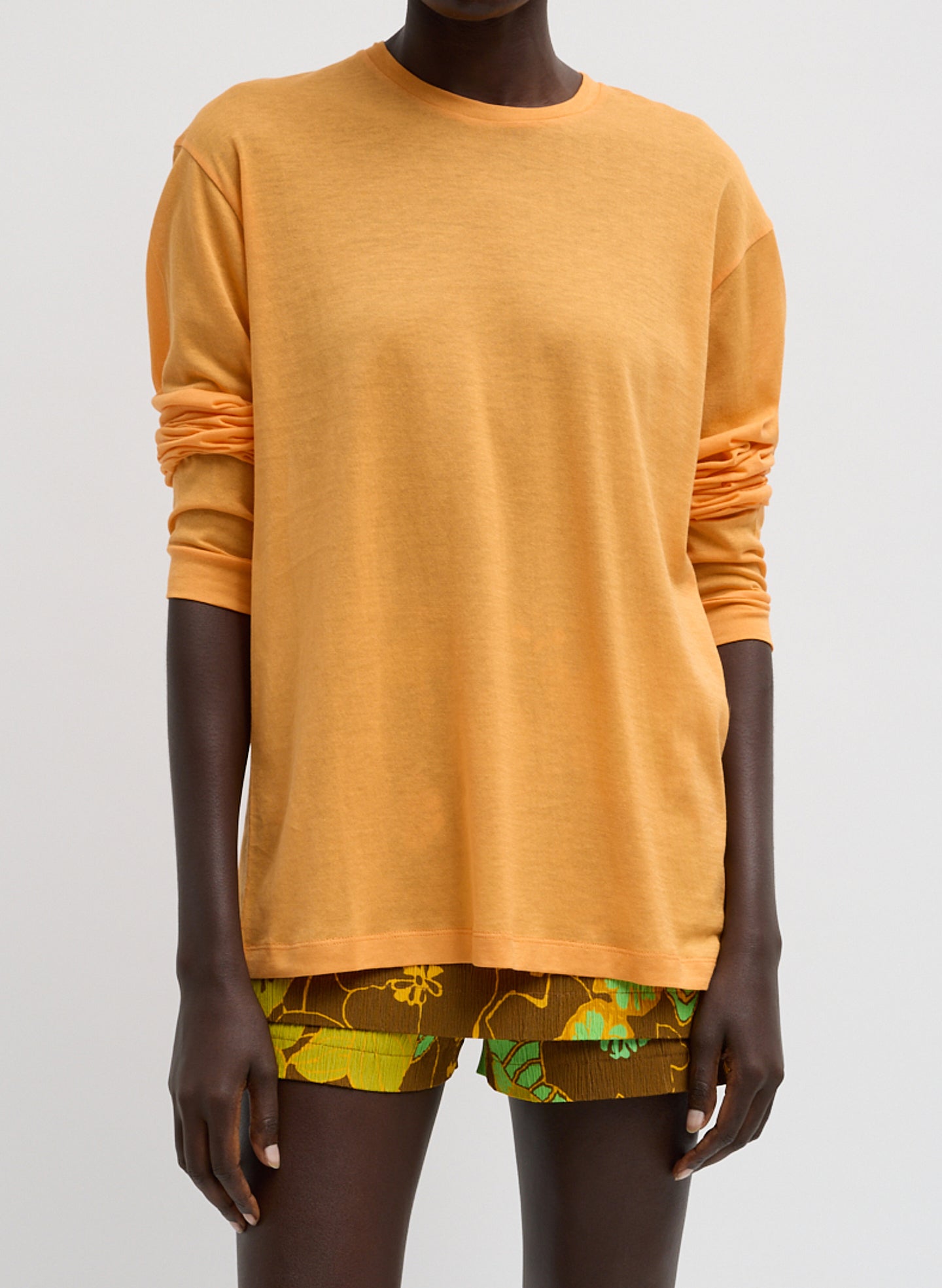 Sheer Crepe Knit Crewneck Unisex Long Sleeve T-Shirt – Tibi Official