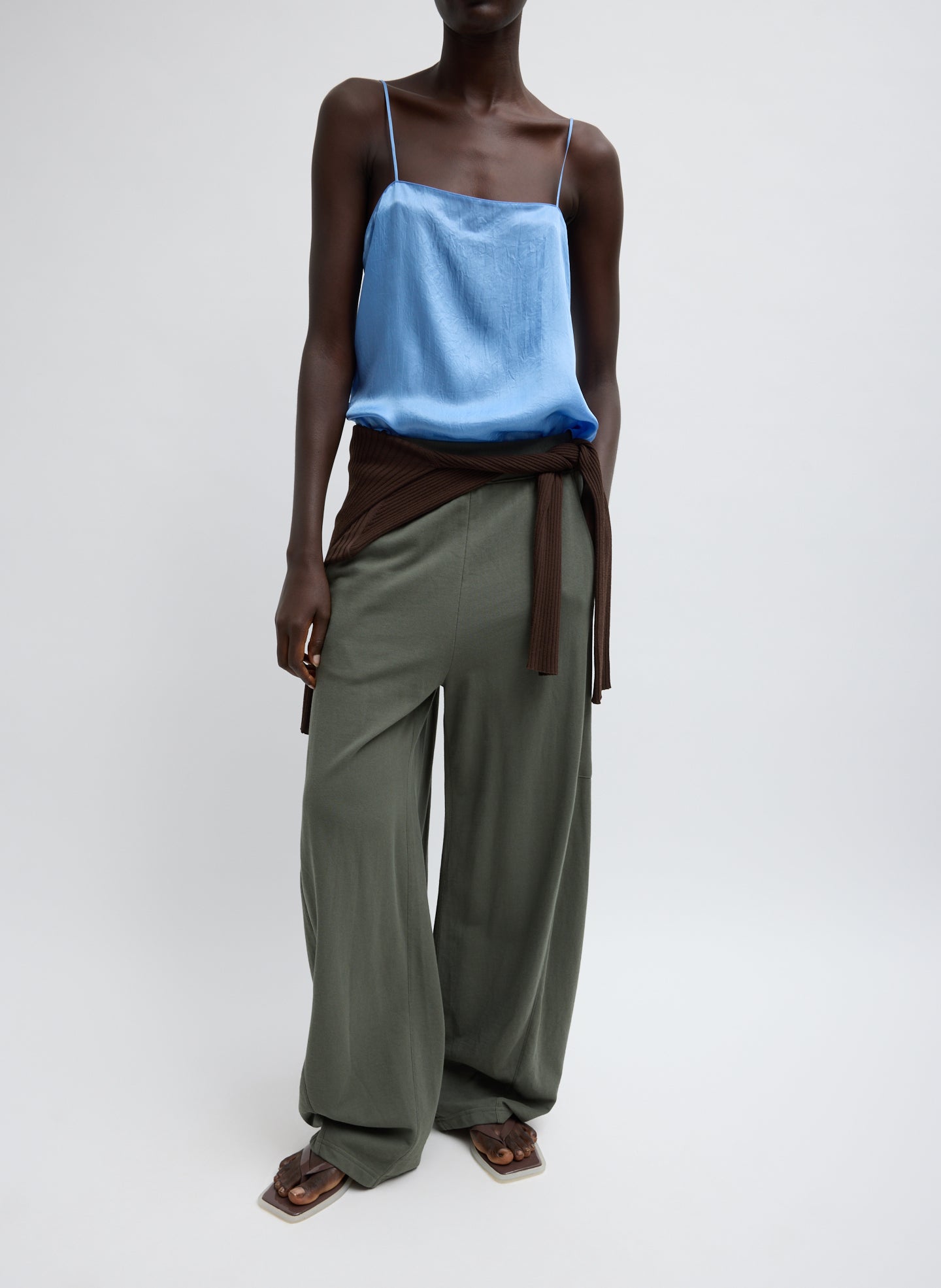 Light Blue Summer Slip Cami - full look, front view on model