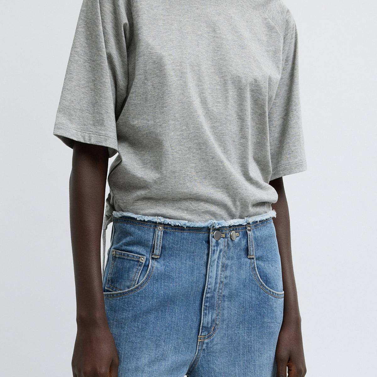 Short Sleeve T-Shirt With Shirred Back – Tibi Official