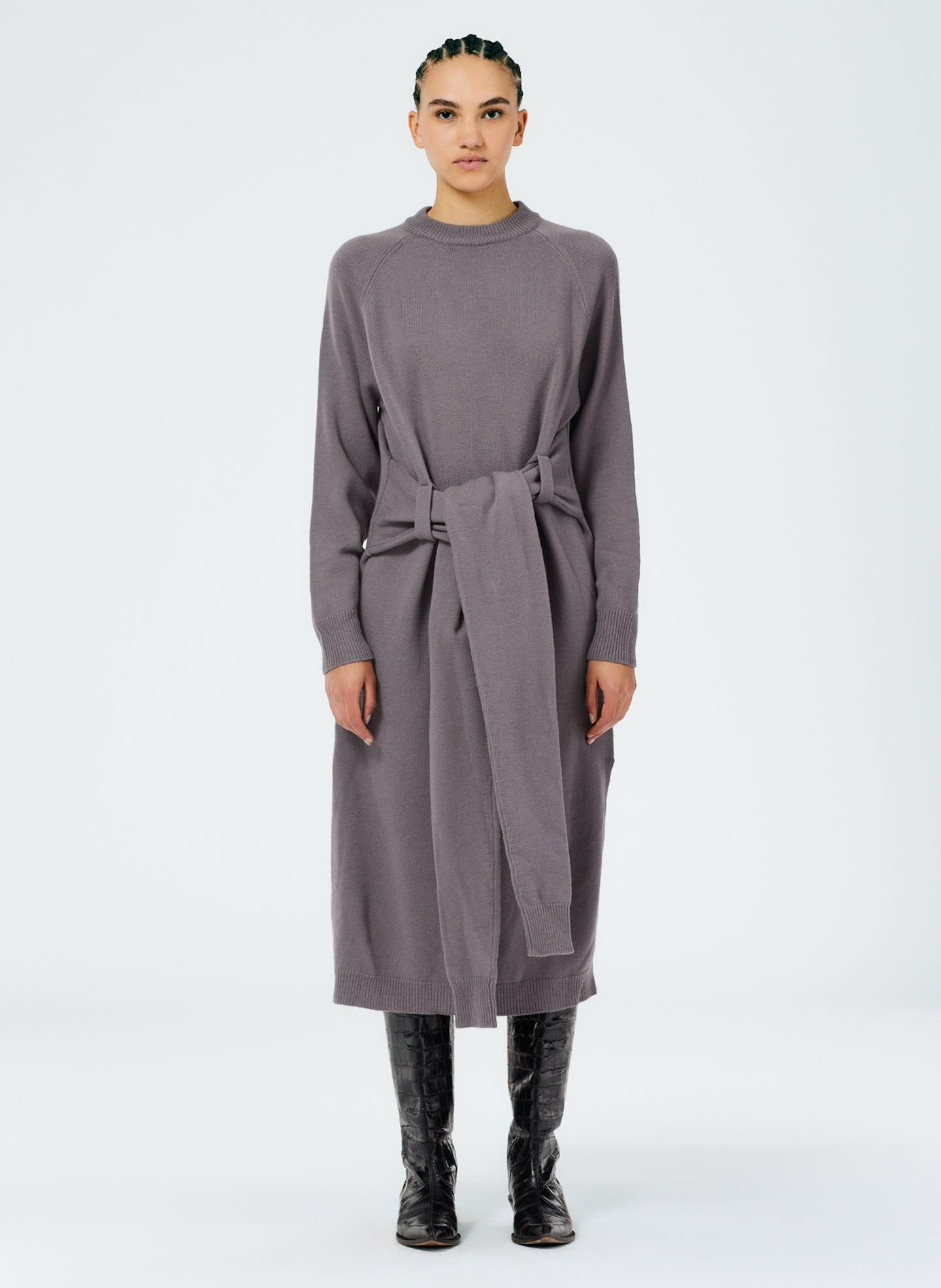 Airy Extrafine Wool Blair Dress - Grey-1