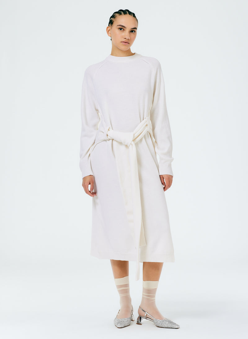 Airy Extrafine Wool Blair Dress White-1