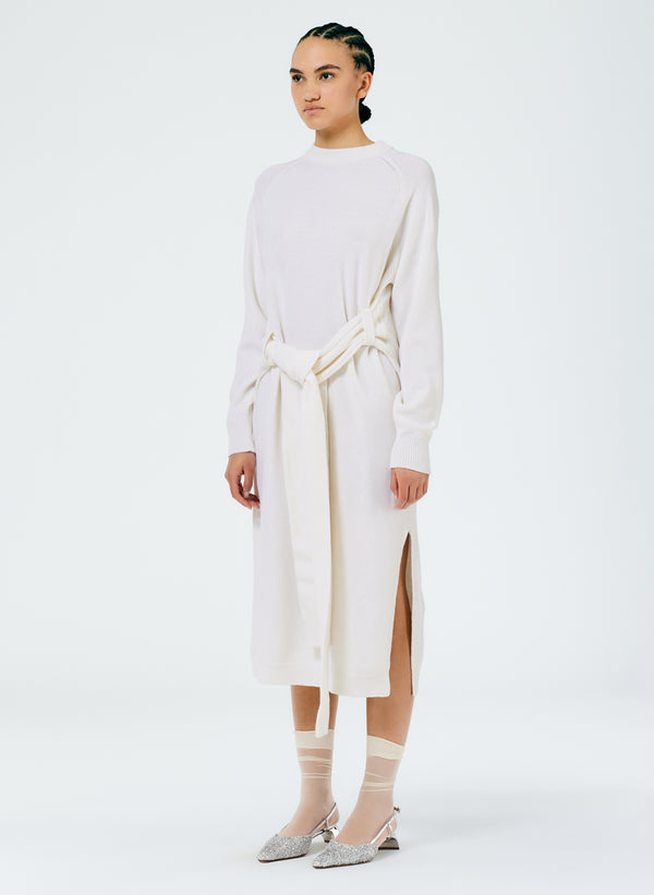 Airy Extrafine Wool Blair Dress - White-3