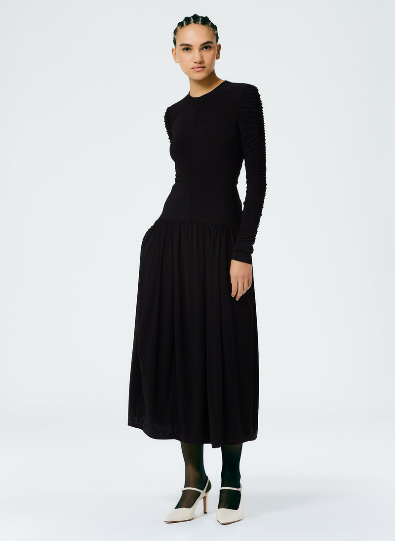 Drapey Jersey Ruched Dress Black-1