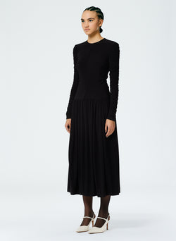 Drapey Jersey Ruched Dress Black-2