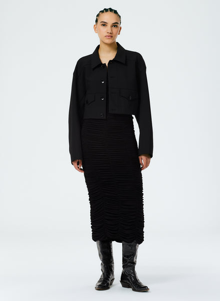 Double Faced Plainweave Cropped Jean Jacket – Tibi Official