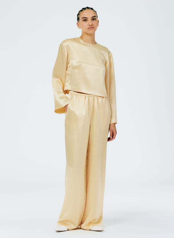 Sion Satin Wide Leg Pull On Pant - Citrine-1