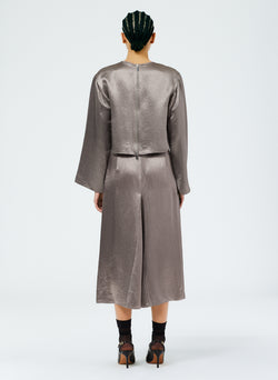 Sion Satin Godet Midi Skirt Slate Grey-3