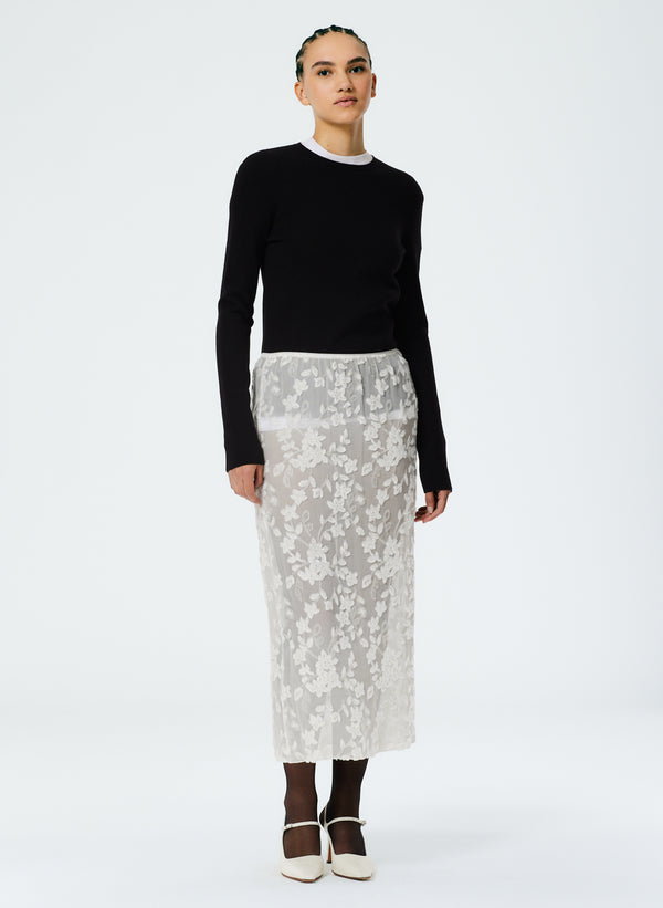 Ione Velvet Burnout Slip Skirt - Winter White-1