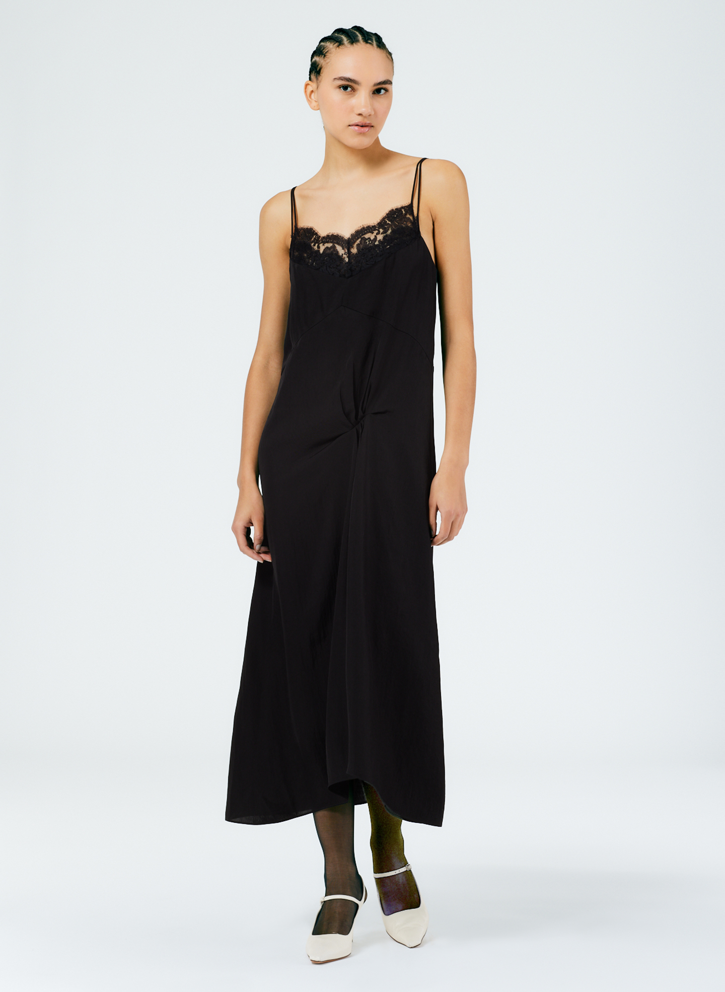 Lace Slip Dress - Black-1