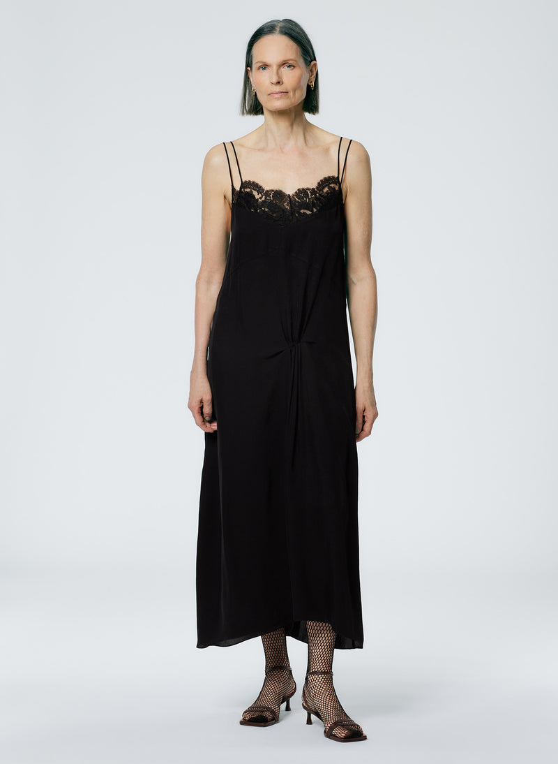 Lace Slip Dress Black-1