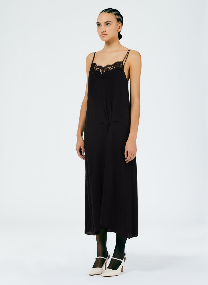 Lace Slip Dress Black-3