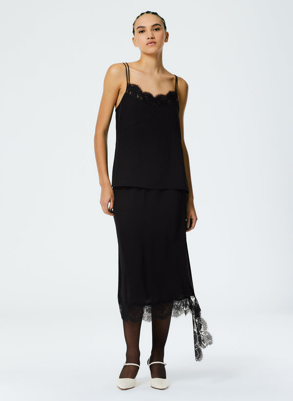 Lace Slip Skirt - Black-1