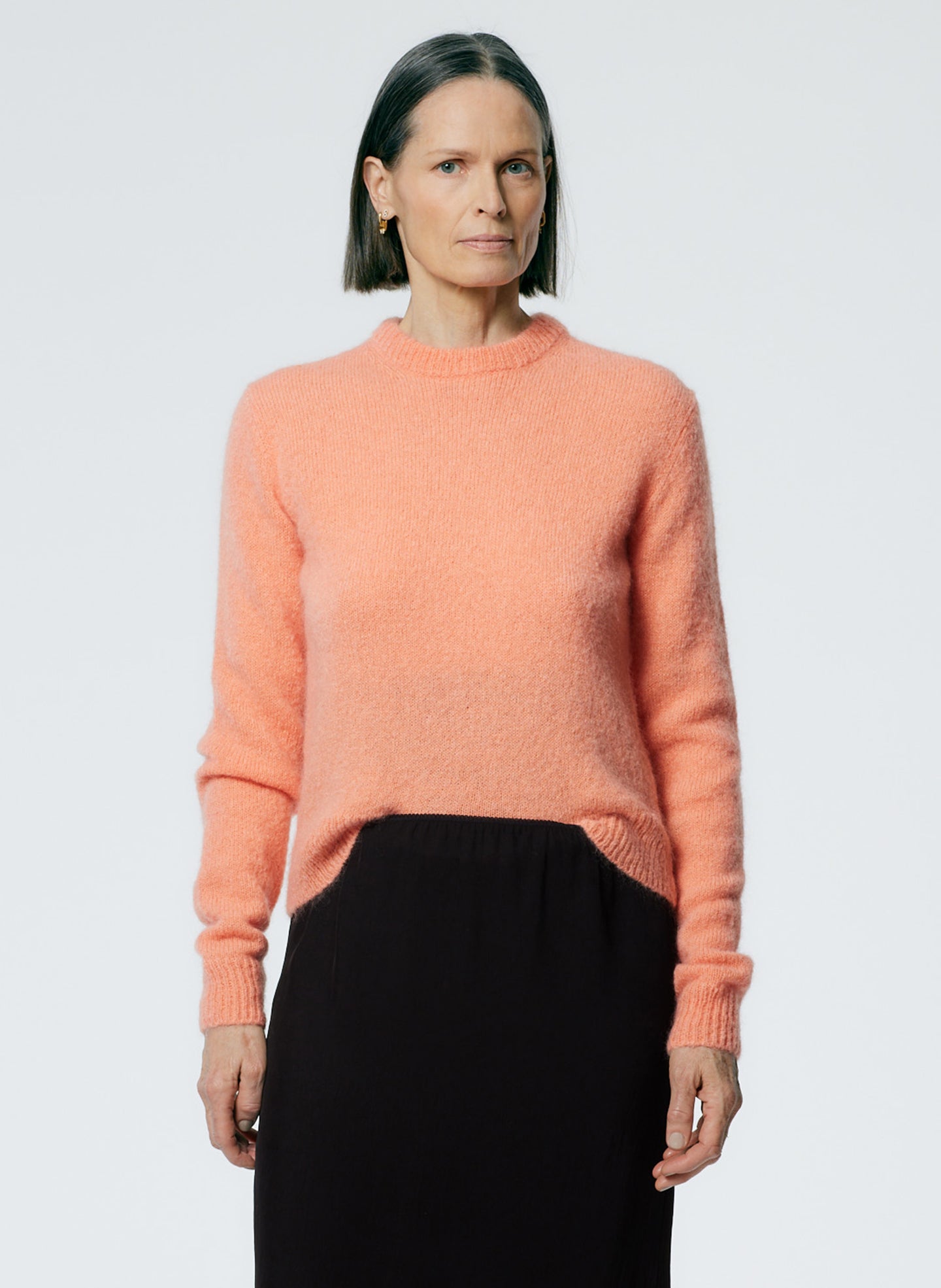 Soft Mohair Shrunken Crewneck Pullover - Imperial Topaz-1