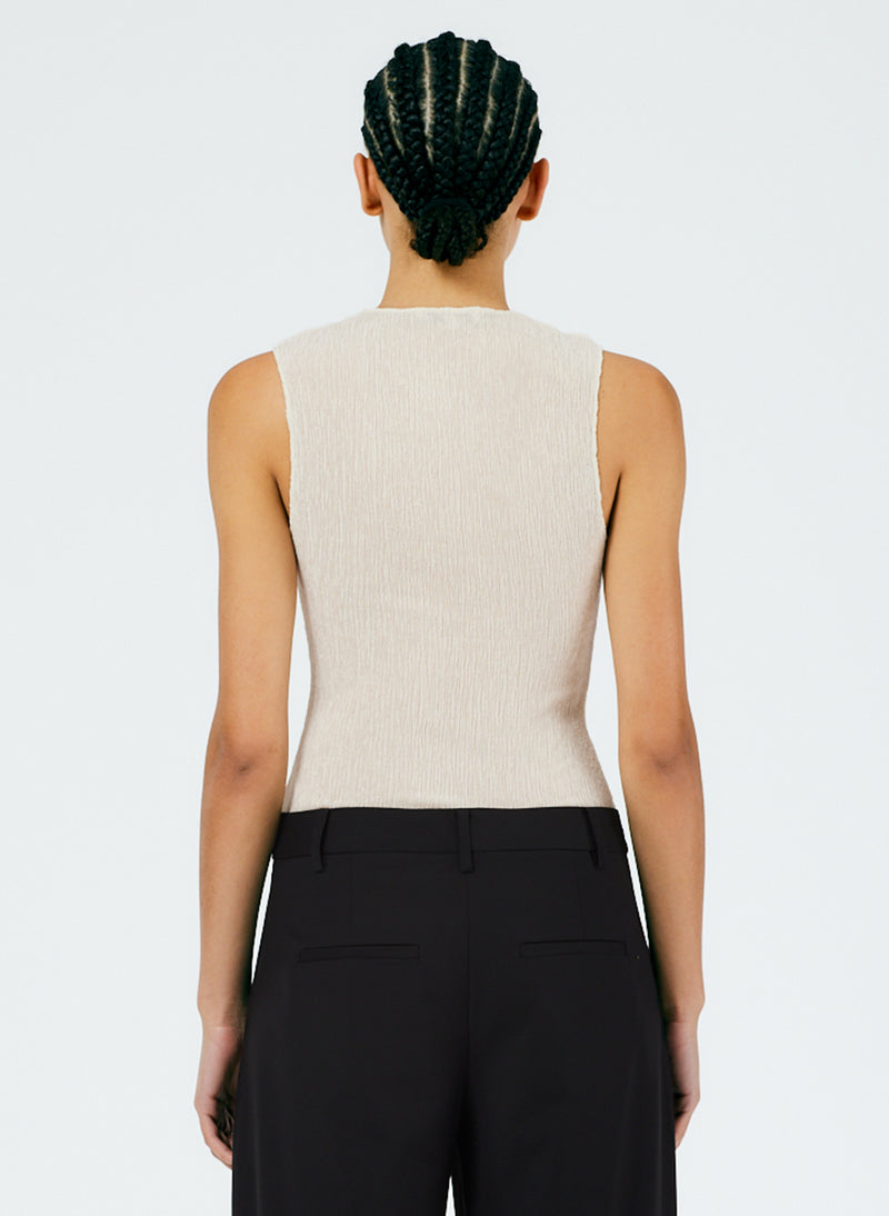 Sage Crinkle Lyocell Fitted Tank – Tibi Official