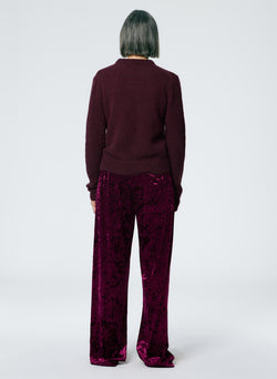 Stretch Velvet Wide Leg Pull On Pant Garnet-3