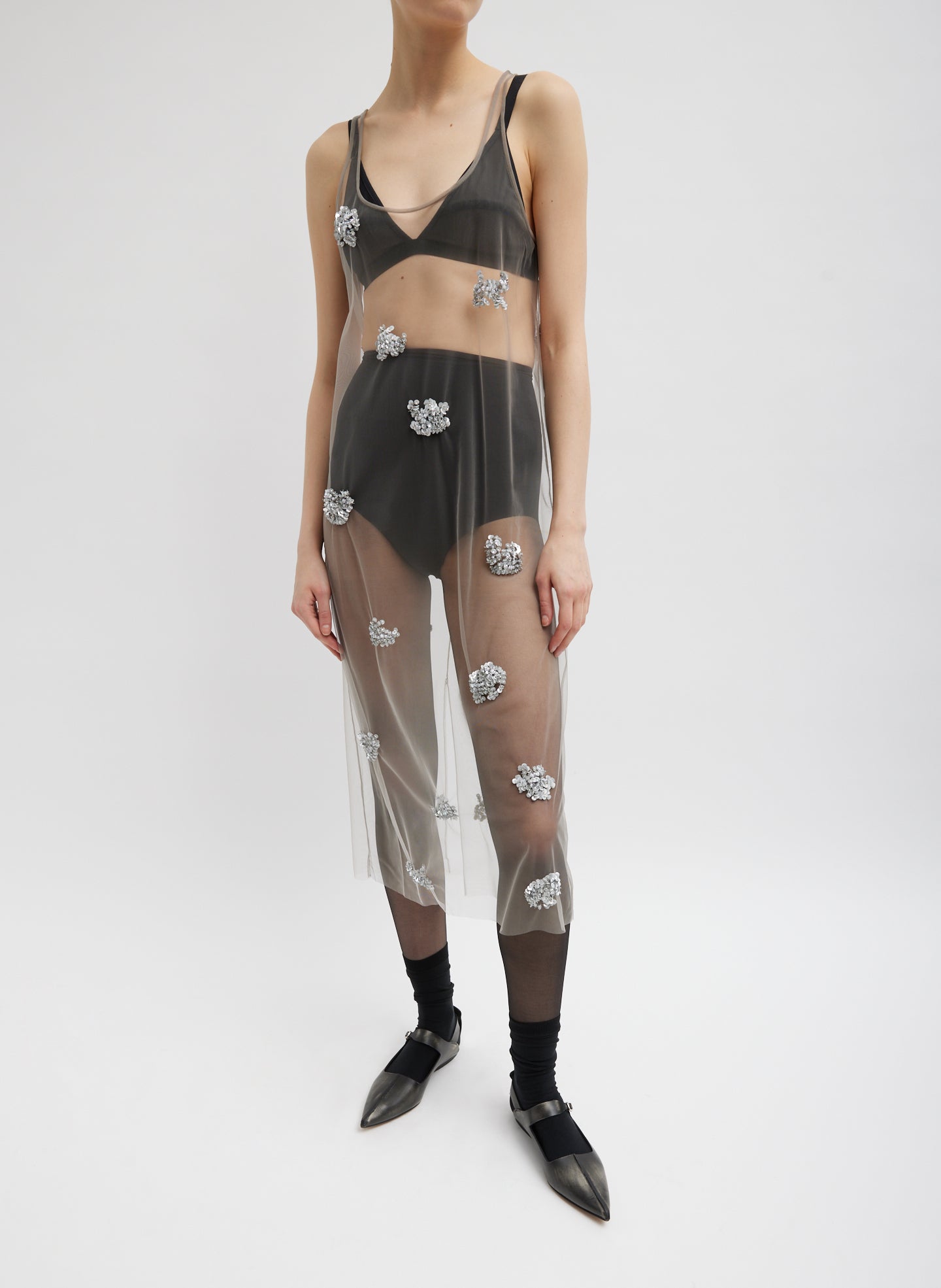 silver tank dress BELLA DAHL Women Tank Slip Dress in Silver Distressed Foil