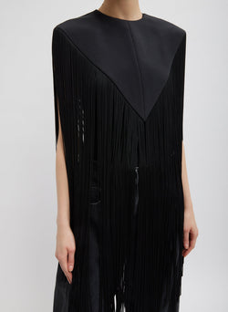 4-Ply Silk Fringe Cape Black-1