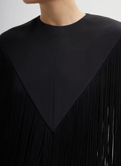 4-Ply Silk Fringe Cape Black-4