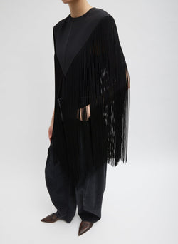 4-Ply Silk Fringe Cape Black-6