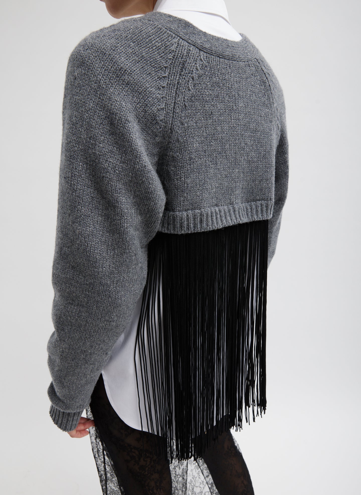 Soft Sweater Fringed Half Cardigan