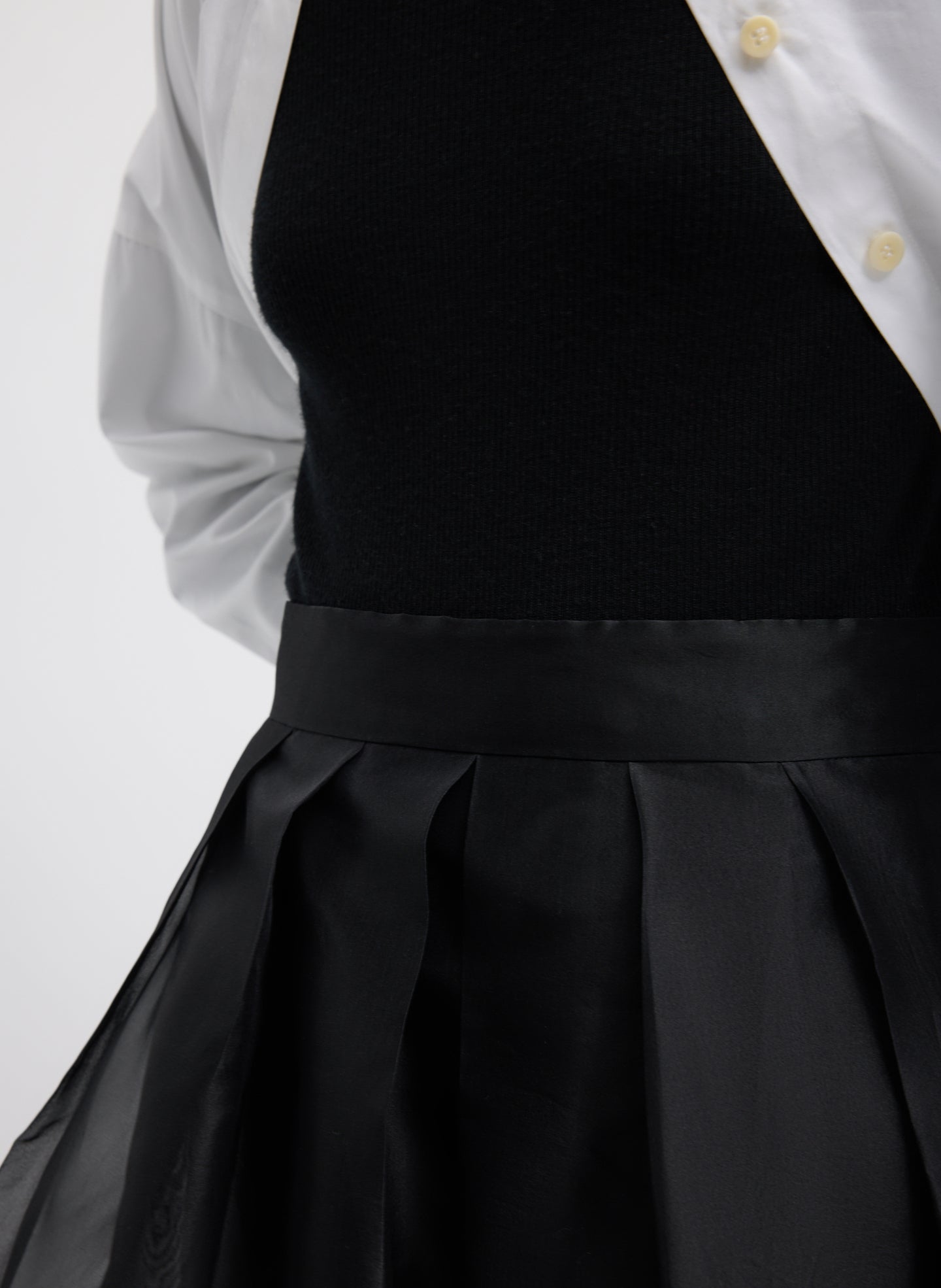 Black Organza Full Skirt - closeup of waist detail