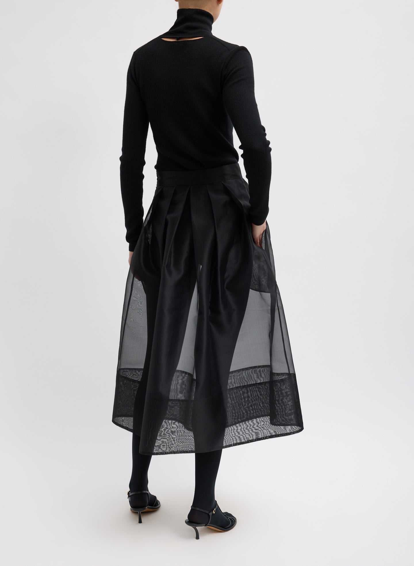 Black Organza Full Skirt - full look, back view on model