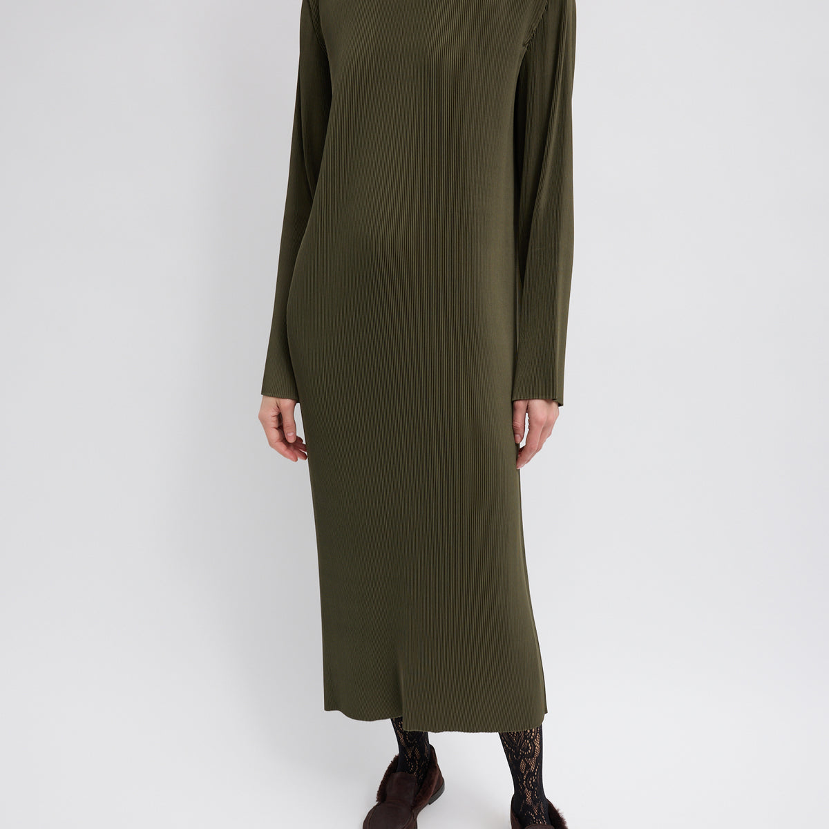 Pliss Midi Dress - Green / XS / W125PL1655 Pliss Midi Dress - Green / XS / W125PL1655
