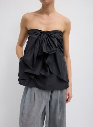 Black Italian Sporty Nylon Strapless Top - front view on model