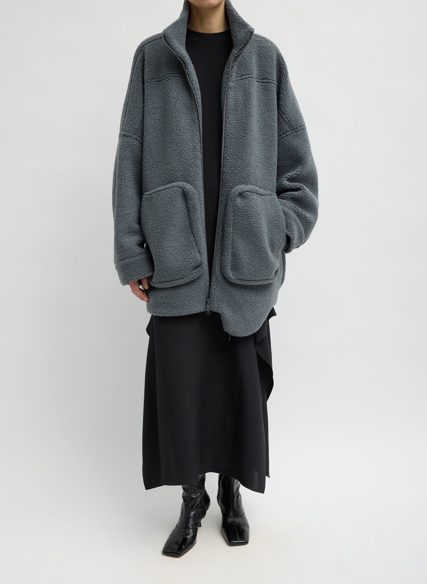 Cozy Fleece Cubic Zip Up Bomber – Tibi Official
