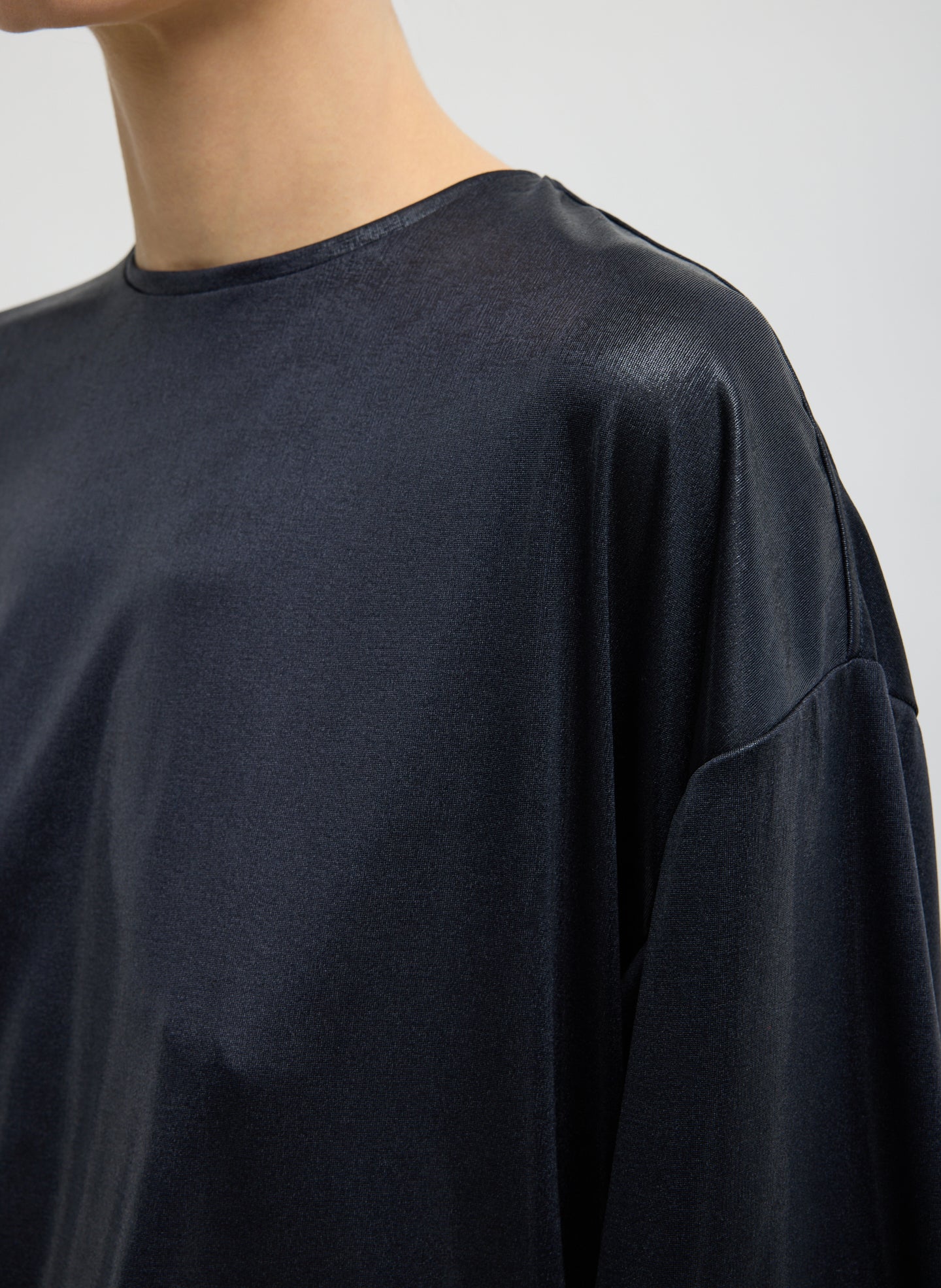 Navy Metallic Knit Easy T-Shirt - detail shot
