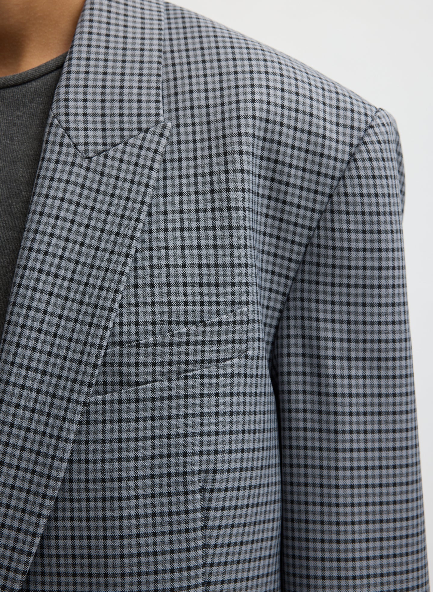 Grey Menswear Tech Twill Tailored Men's Midi Coat - detail shot
