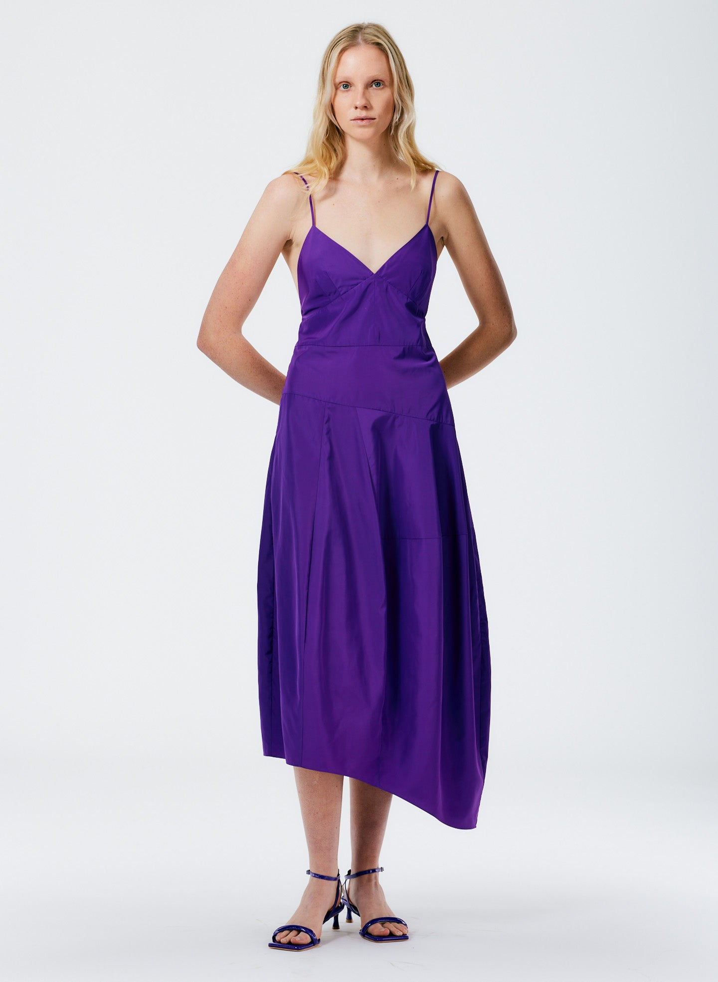tibi purple pleated dress Tibi Dress Silk Taffeta Dress by SUE SARTOR L