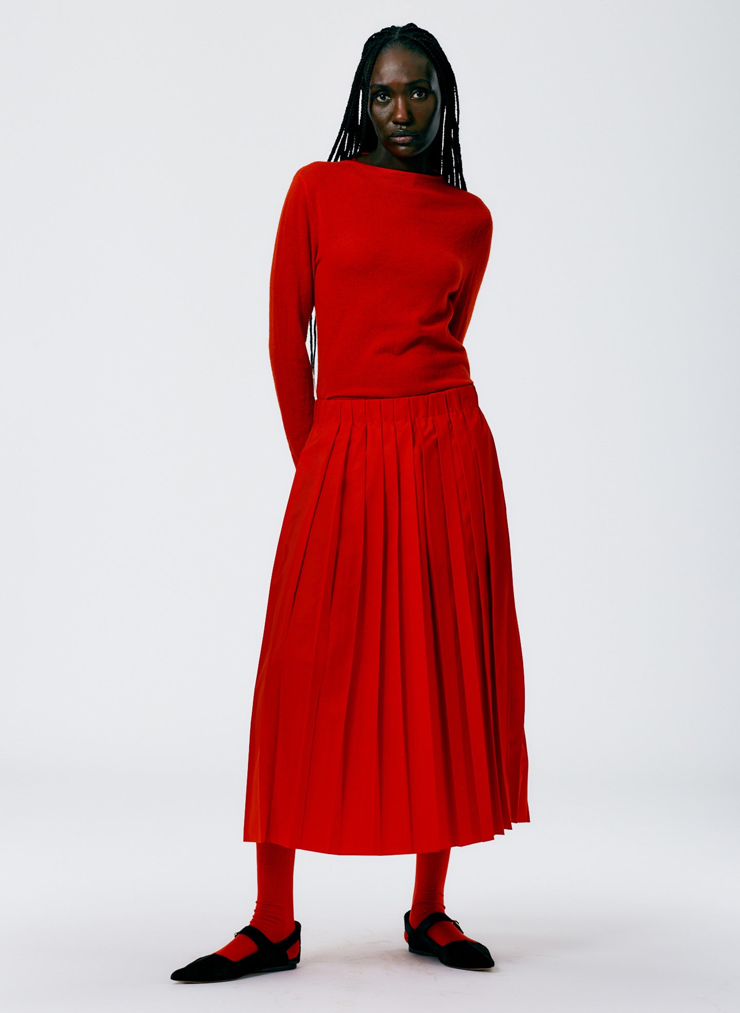 red pleated skirt dress PLEATED ANKLE SKIRT | CULT MIA