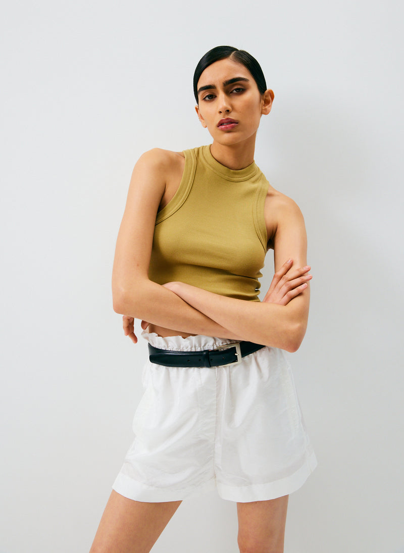 Ribbed T-Shirt Cropped Tank – Tibi Official