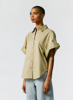 Eco Poplin Rolled Sleeve Shirt Clay-02