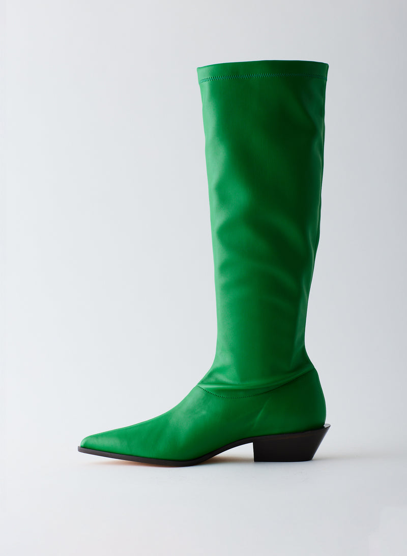 Calf fitting heeled boots | Ribes olive green suede | Shop online – Fillies  and Boots