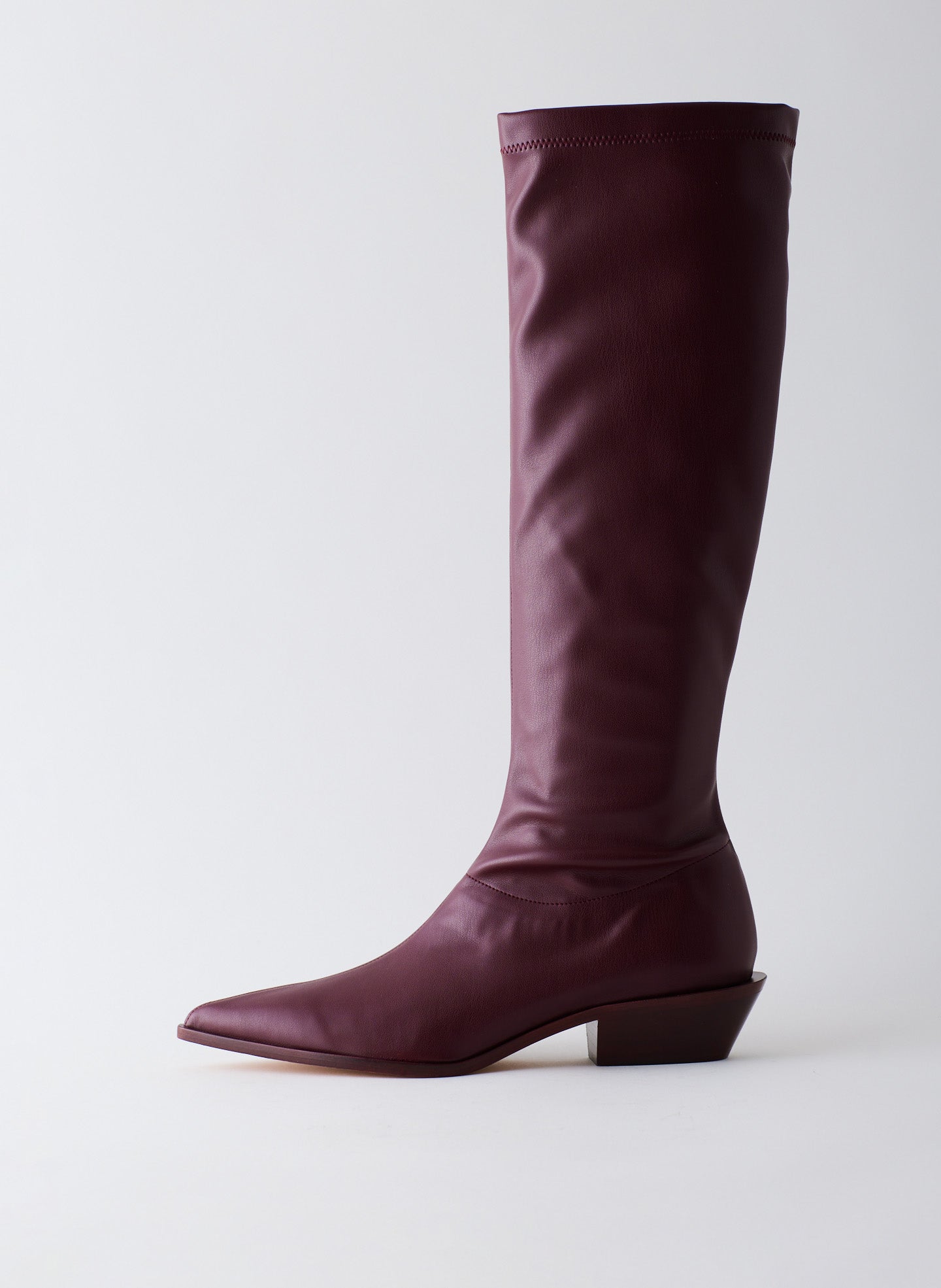 Bronson Faux Nappa Stretch Boot - Narrow Calf - Burgundy-01