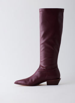 Bronson Faux Nappa Stretch Boot - Narrow Calf Burgundy-02