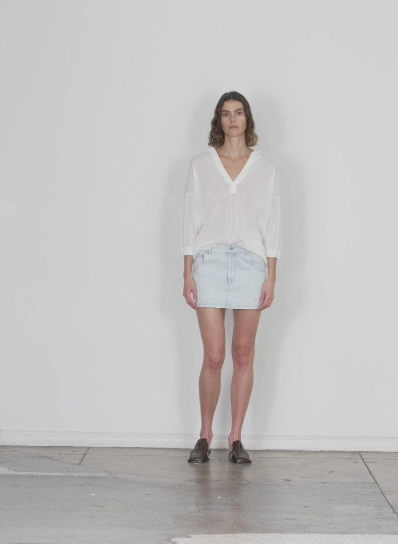 Bleached Denim Mini Skirt - Women - Ready to Wear