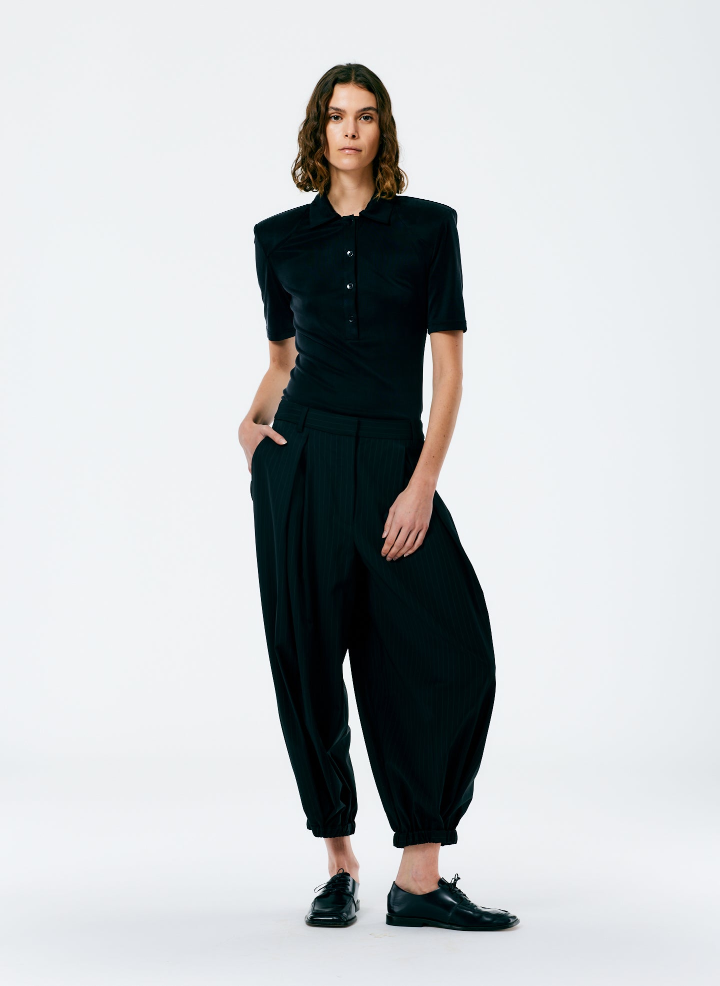 Dominic Pinstripe Eden Pleated Balloon Pant - Black/White Multi-1