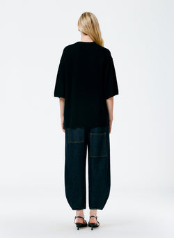 Feather Weight Cashmere Oversized Easy T-Shirt Black-6