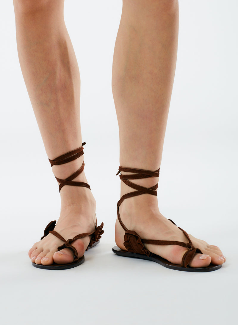 Louise et Cie Lace-up Brown Suede Flat Sandals-Women's Size 5 | Suede  flats, Womens sandals, Brown suede