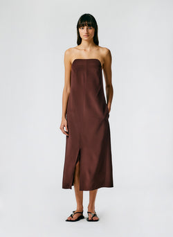4Ply Silk Lean Strapless Dress Brown-04
