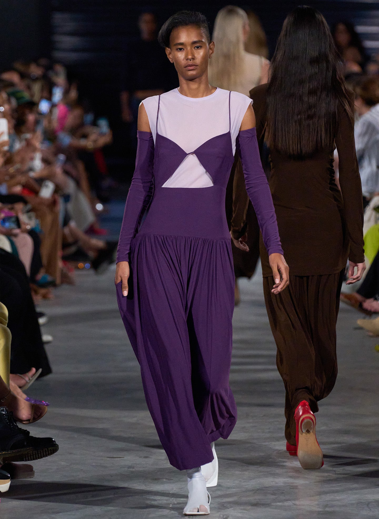 purple tibi dress Violet Plisse Mini Dress by Tibi