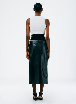 Leather Midi Trouser Skirt Black-3