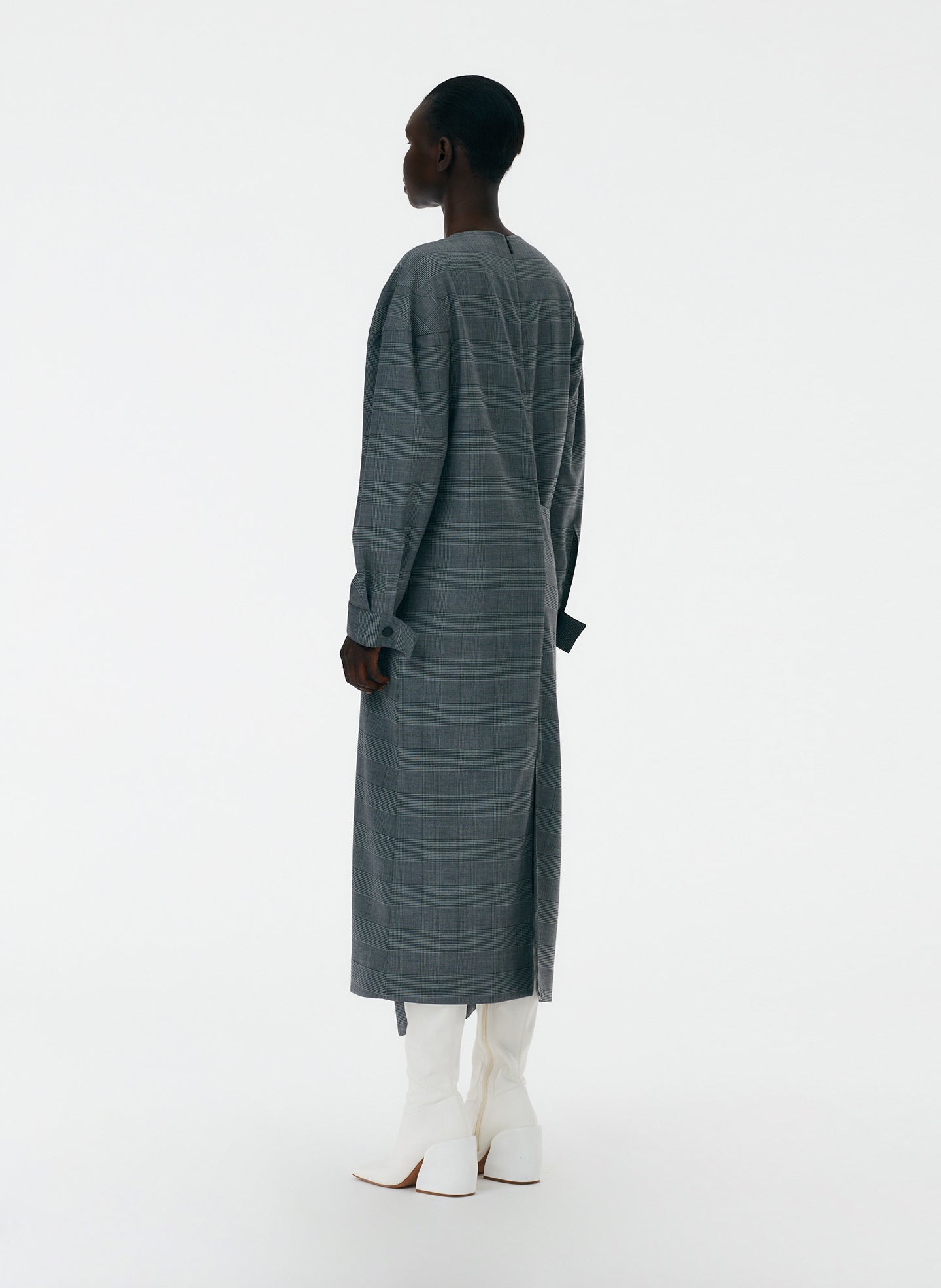 Menswear Collage Asymmetric Flap Snap Dress Tibi Official Menswear Collage Asymmetric Flap Snap Dress Tibi Official