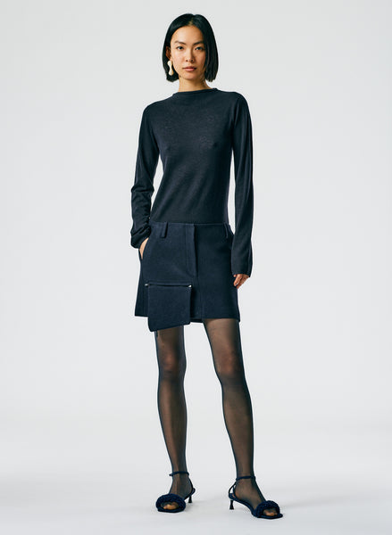 【TIBI】 NAVY stretch jumper-skirt ワンピース Boiled Wool Mini Skirt – Tibi Official
